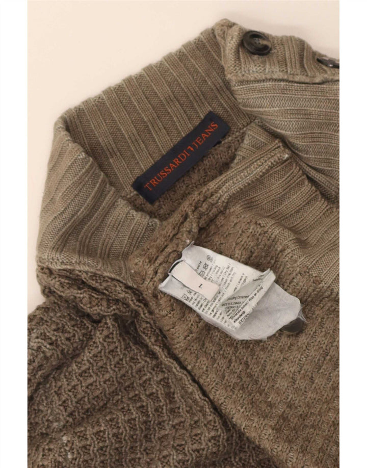 Trussardi Jeans muški džemper s kornjačičastim izrezom, veliki kaki vuneni
