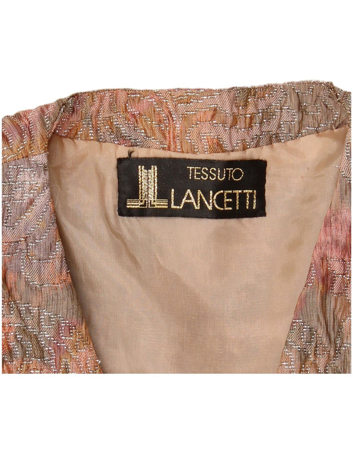 LANCETTI Womens Open Crop Bolero Jacket UK 14 Medium Multicoloured Floral