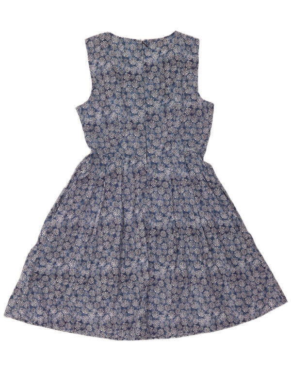 Woolrich ženska haljina A-kroja bez rukava UK 14 Velika plava cvjetna pamuk