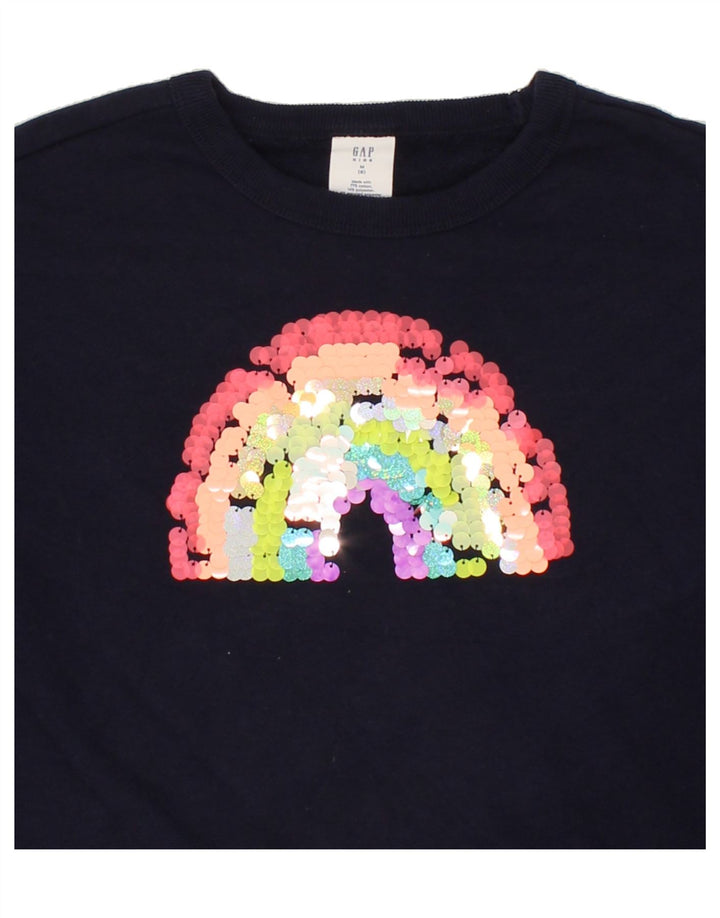 GAP Girls Rainbow Graphic Sweatshirt Jumper 7-8 Years Medium  Navy Blue Vintage Gap and Second-Hand Gap from Messina Hembry 