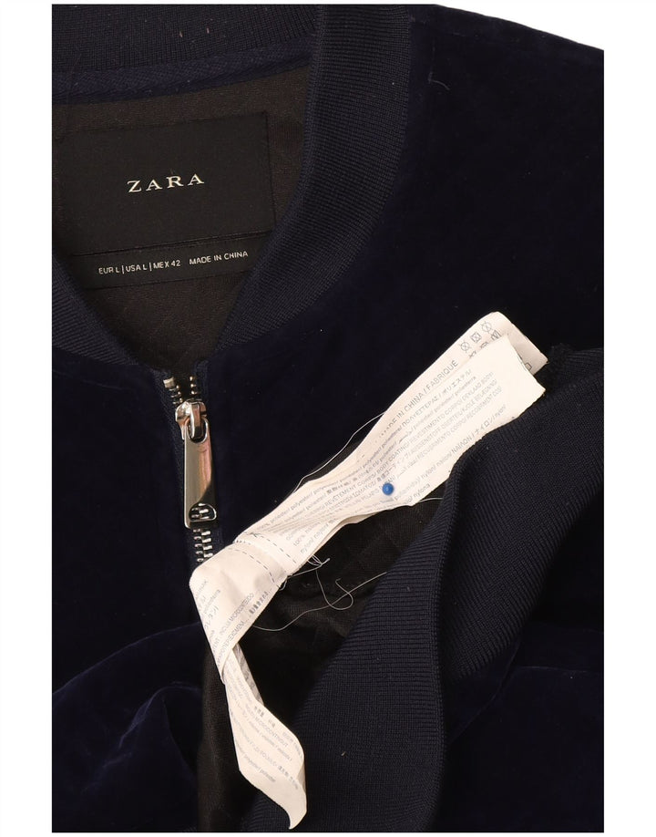 Zara muška bomber jakna od velura UK 40 veliki tamnoplavi poliester