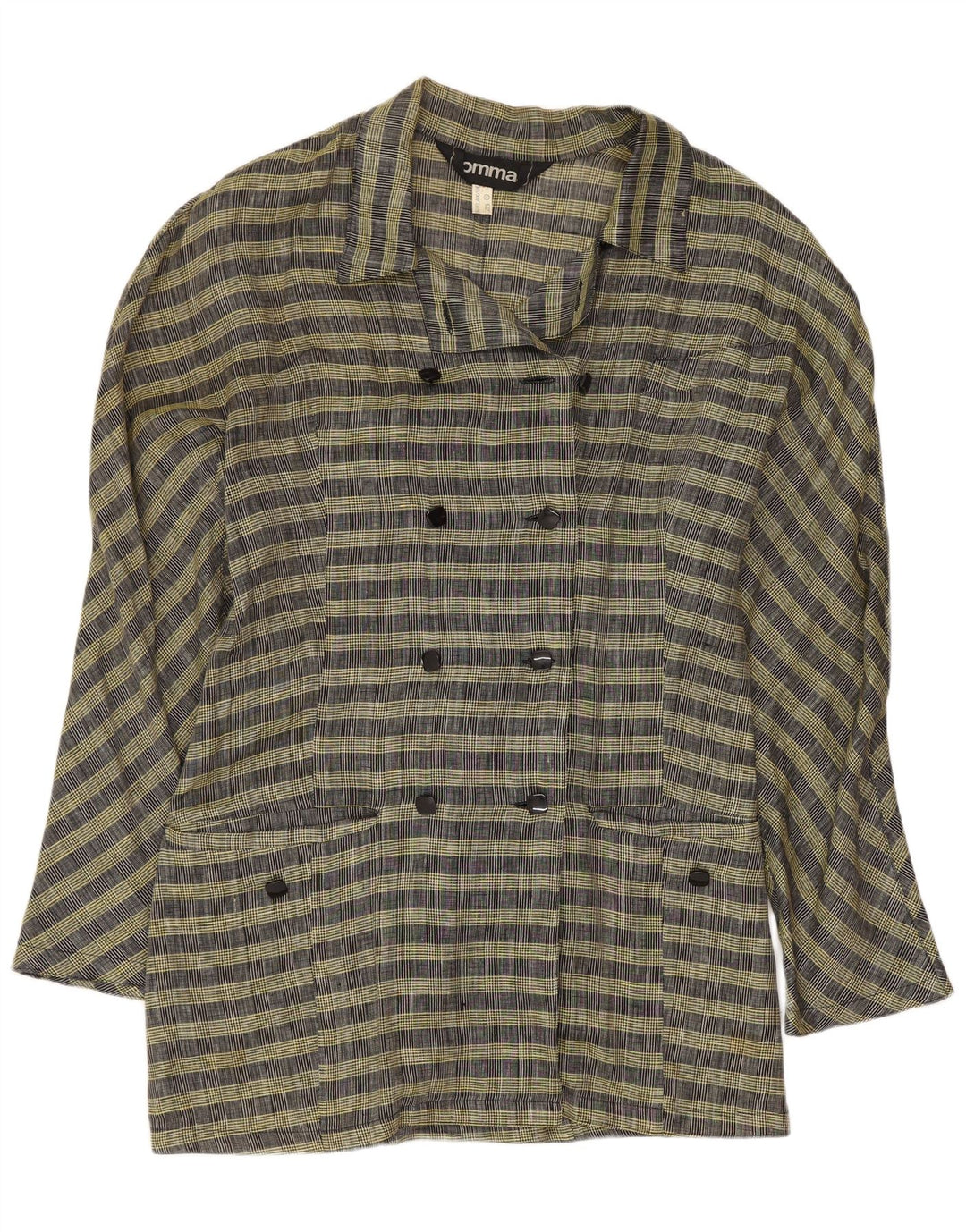 Comma, ženski sako s dvostrukim kopčanjem UK 14 Veliki žuti karirani vuneni