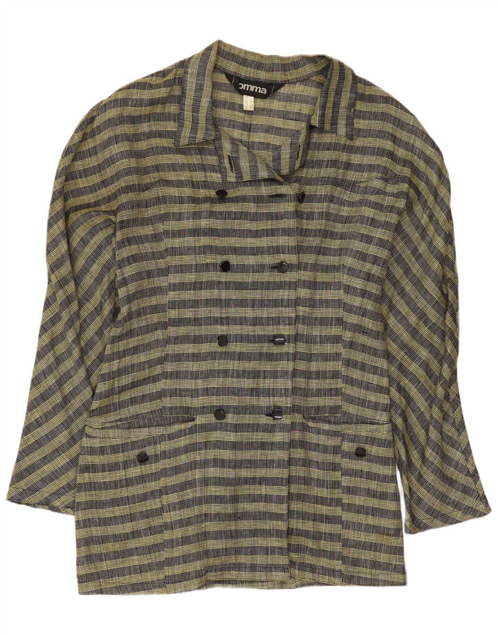 Comma, ženski sako s dvostrukim kopčanjem UK 14 Veliki žuti karirani vuneni