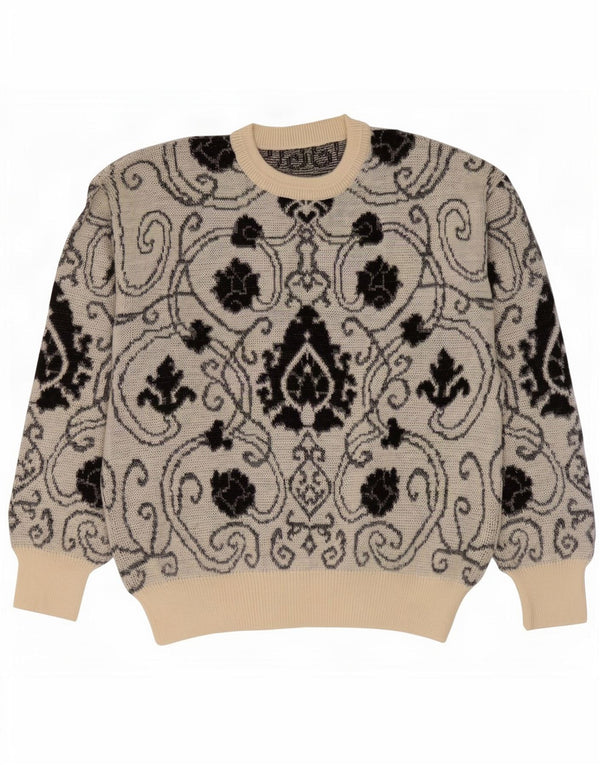 Vintage muški džemper s okruglim izrezom IT 52, velika siva vunena paisley boja