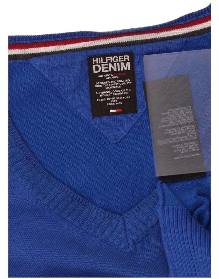 Tommy Hilfiger muški džemper s V-izrezom Srednje plavi pamuk