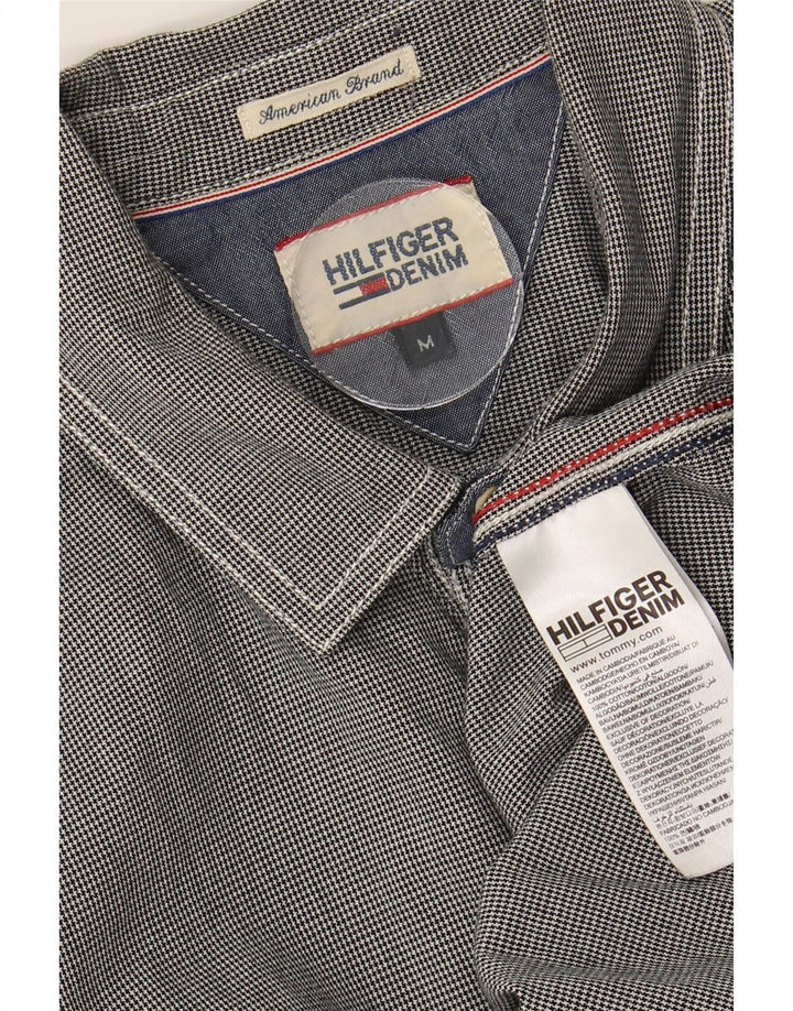 TOMMY HILFIGER Mens Shirt Medium Grey Houndstooth Cotton Vintage Tommy Hilfiger and Second-Hand Tommy Hilfiger from Messina Hembry 