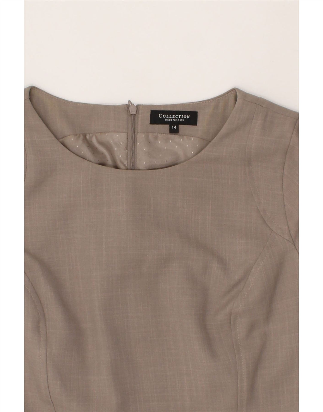 DEBENHAMS Womens Sheath Dress UK 14 Large Grey Polyester Vintage Debenhams and Second-Hand Debenhams from Messina Hembry 