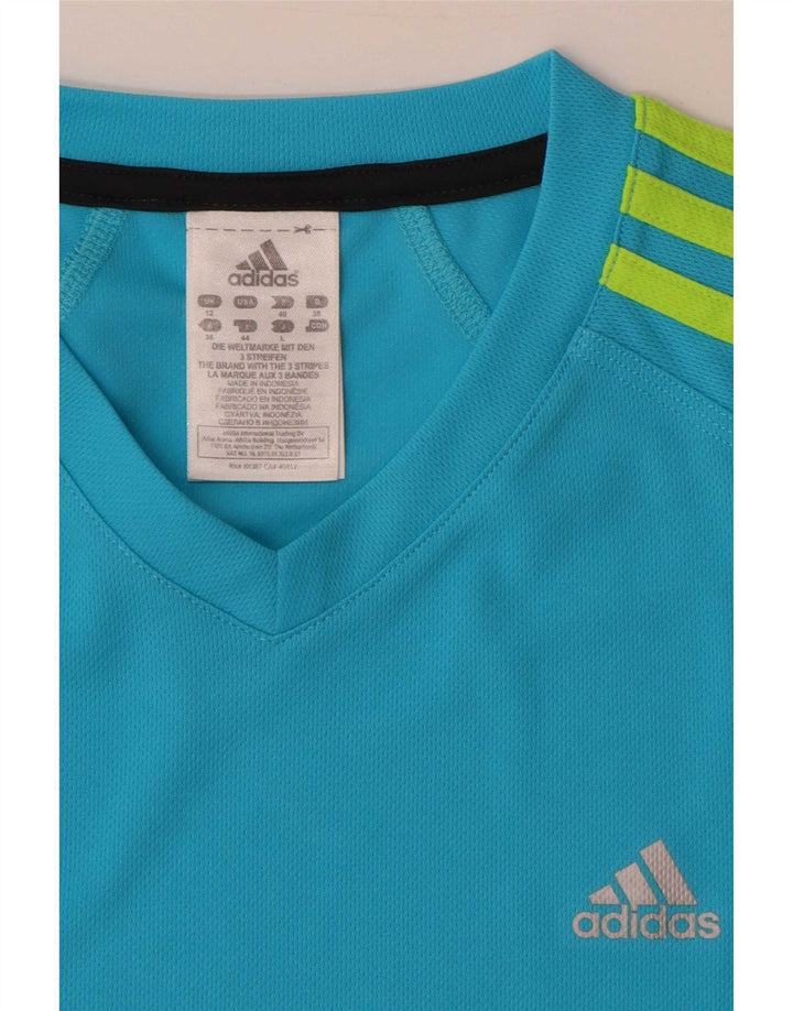 Adidas ženska majica kratkih rukava UK 12 srednje plavi poliester