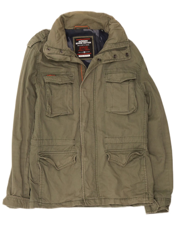 Superdry muška vojna jakna s kapuljačom UK 38, srednji kaki pamuk
