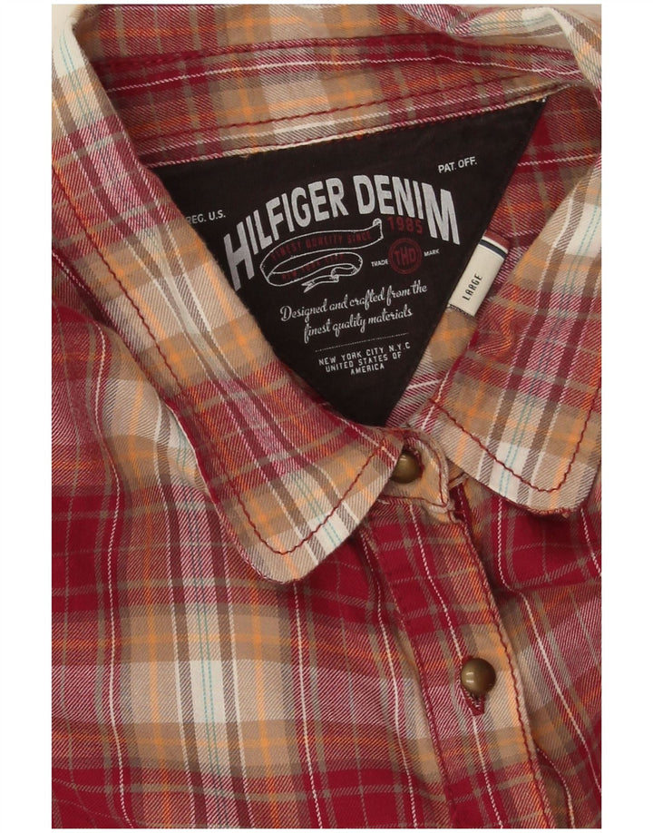 Tommy Hilfiger ženski pulover flanelska košulja UK 16 veliki crveni karirani pamuk