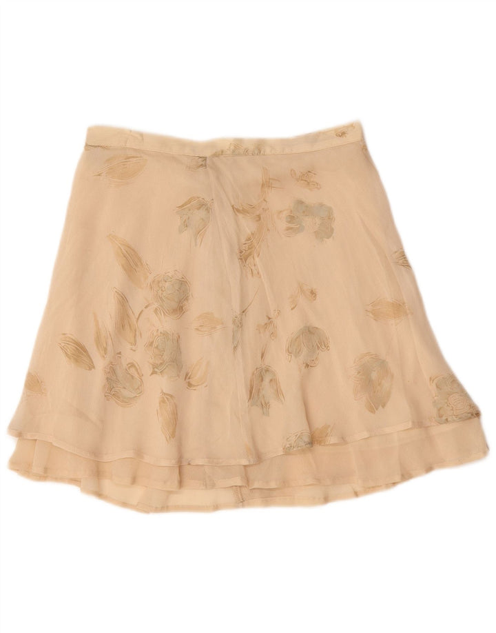 Vintage ženska mini suknja W28 srednje bež cvjetne boje