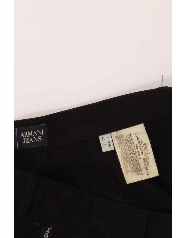Armani ženske ležerne hlače Bootcut UK 12 srednje W28 L30 crni poliester