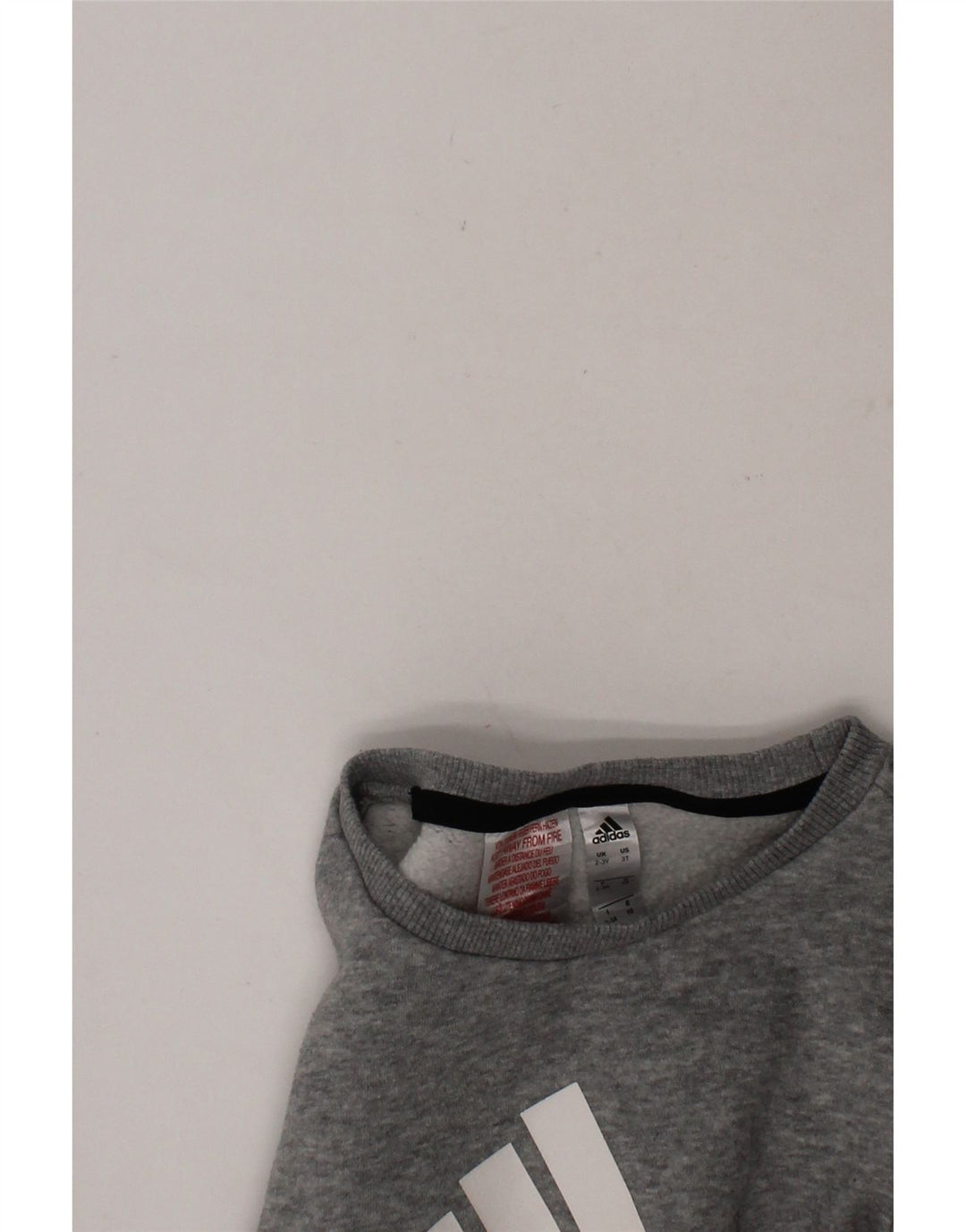 ADIDAS Boys Graphic Sweatshirt Jumper 2-3 Years Grey Cotton Vintage Adidas and Second-Hand Adidas from Messina Hembry 