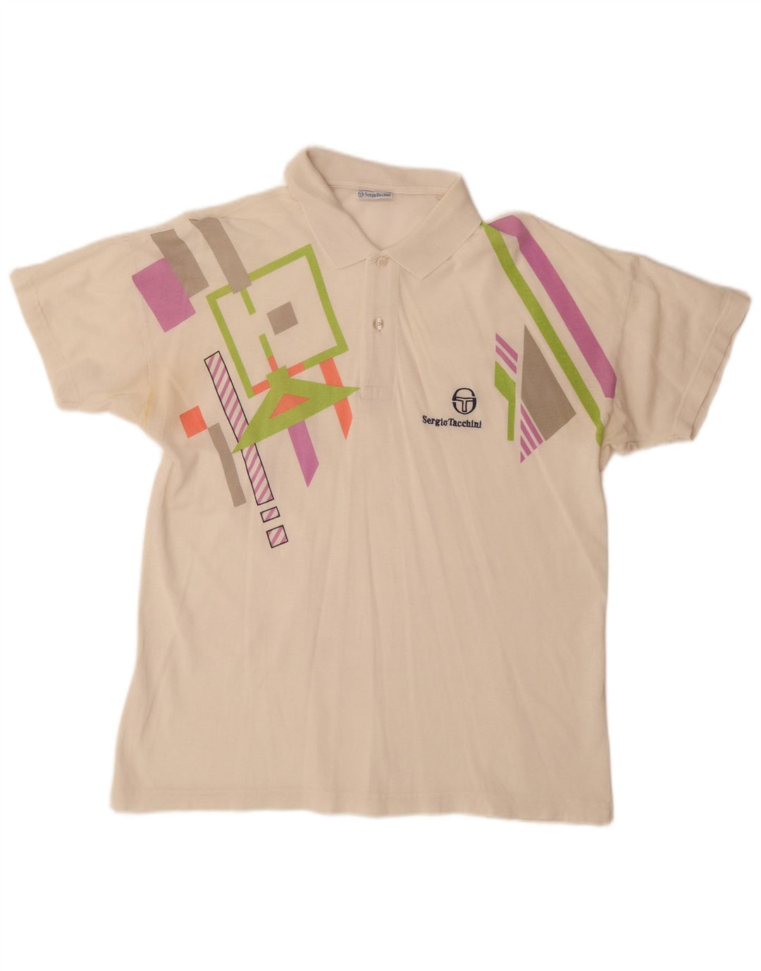 SERGIO TACCHINI Muška polo majica EU 50 srednje bijele boje, geometrijski pamuk