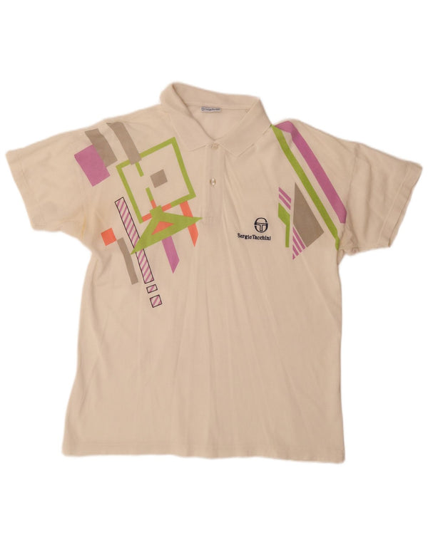 SERGIO TACCHINI Muška polo majica EU 50 srednje bijele boje, geometrijski pamuk