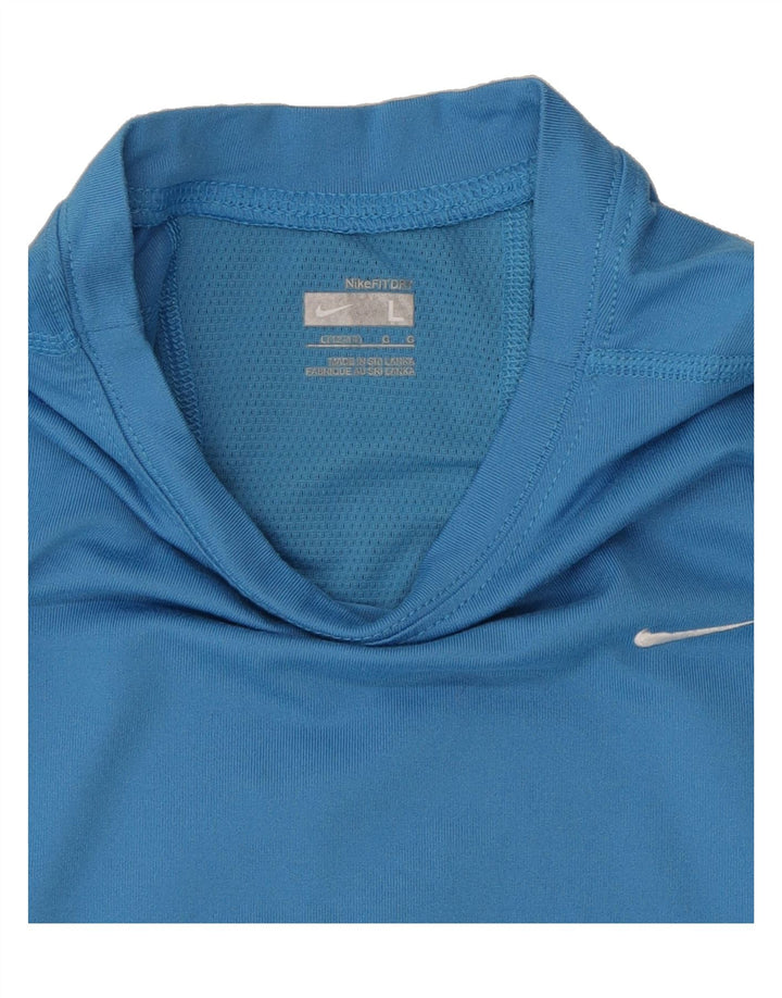 NIKE Womens T-Shirt Top US 12/14 Large Blue Nylon Vintage Nike and Second-Hand Nike from Messina Hembry 