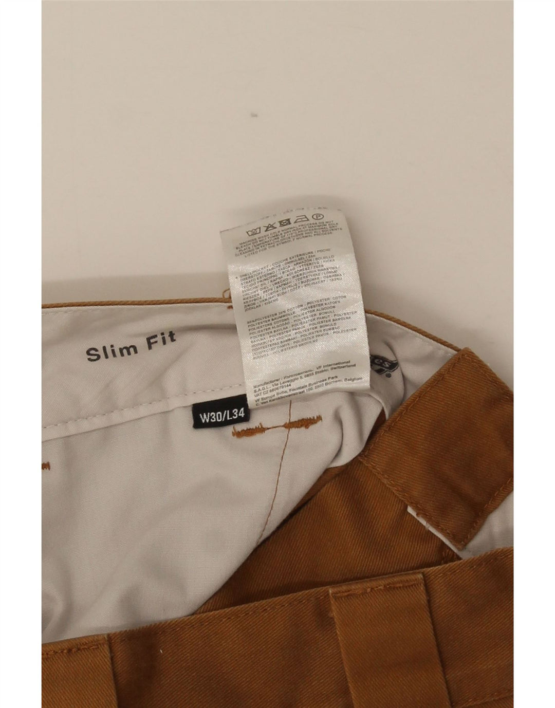 Dickies muške uske chino hlače W32 L32 smeđi poliester