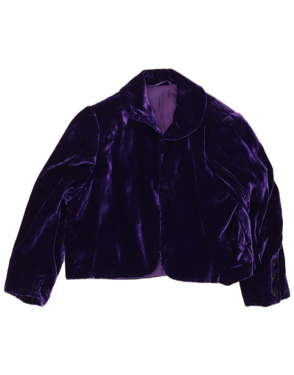 Vintage ženska jakna s otvorenim bolero od baršuna UK 14 srednje ljubičasta