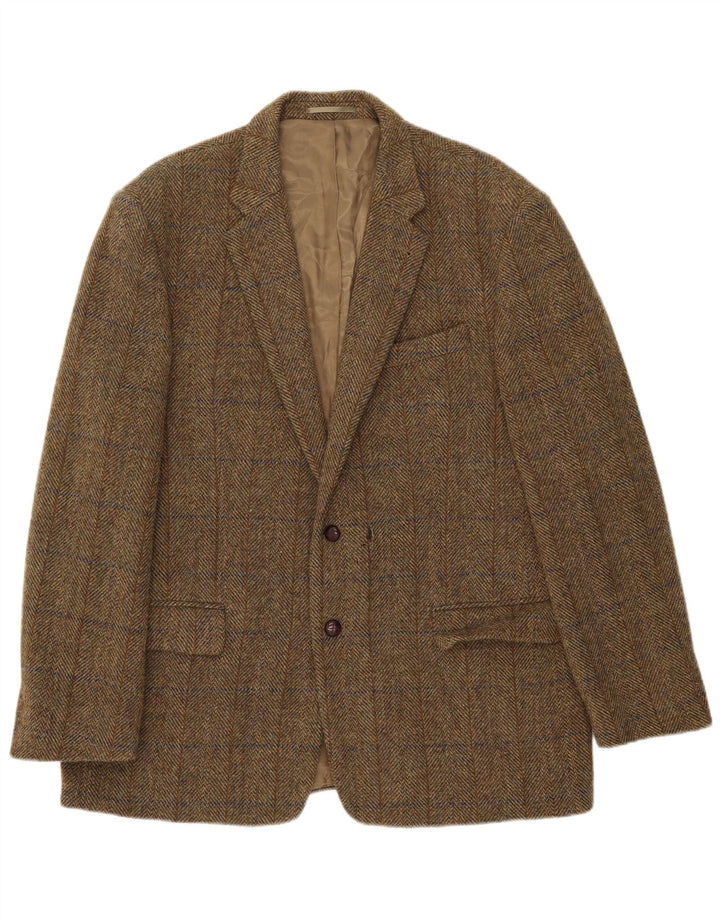 HARRIS TWEED Muška jakna sa 2 gumba UK 44 2XL kaki karirana vuna