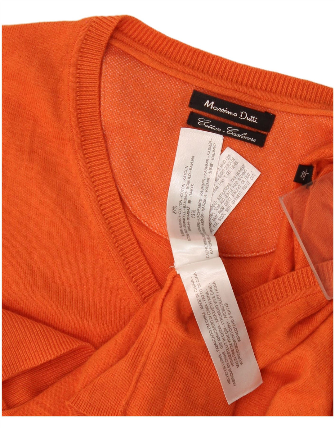 Veliki narančasti pamuk, muški džemper s V-izrezom Massimo Dutti