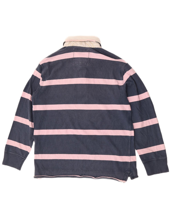 Crew odjeća, muška polo majica dugih rukava za ragbi srednje tamnoplave pruge