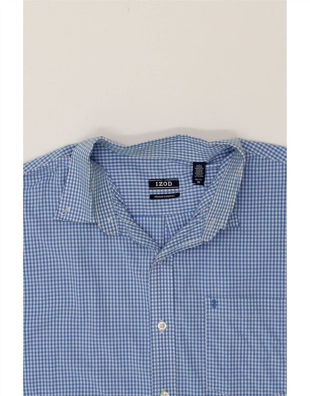IZOD Mens Big & Tall Shirt XL Blue Gingham Cotton Vintage Izod and Second-Hand Izod from Messina Hembry 