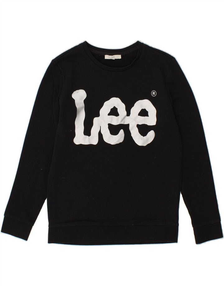 LEE Womens Graphic Sweatshirt Jumper UK 10 Small Black Cotton Vintage Lee and Second-Hand Lee from Messina Hembry 