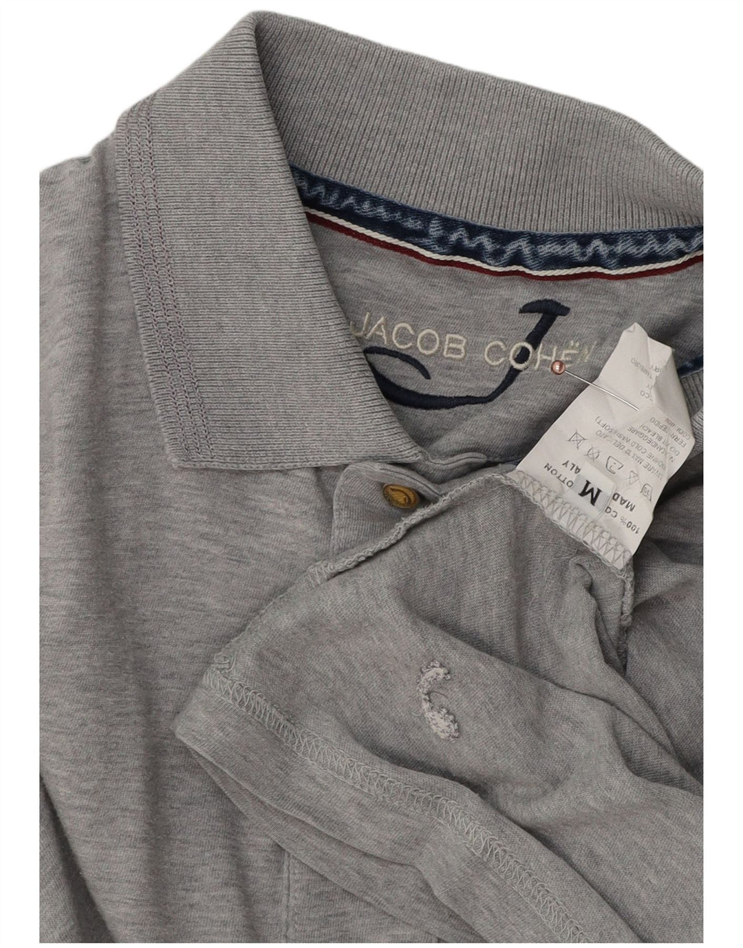 JACOB COHEN Muška polo majica dugih rukava, srednje sivi flekasti pamuk