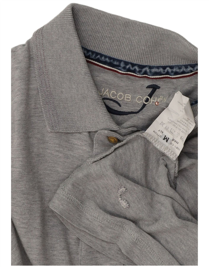 JACOB COHEN Muška polo majica dugih rukava, srednje sivi flekasti pamuk