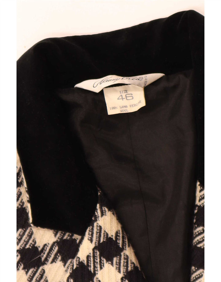 Vintage ženski sako s 3 gumba IT 46, veliki crni klasičan houndstooth