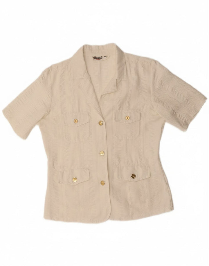 VINTAGE Womens Short Sleeve Shirt Blouse IT 40 Small White Vintage Vintage and Second-Hand Vintage from Messina Hembry 