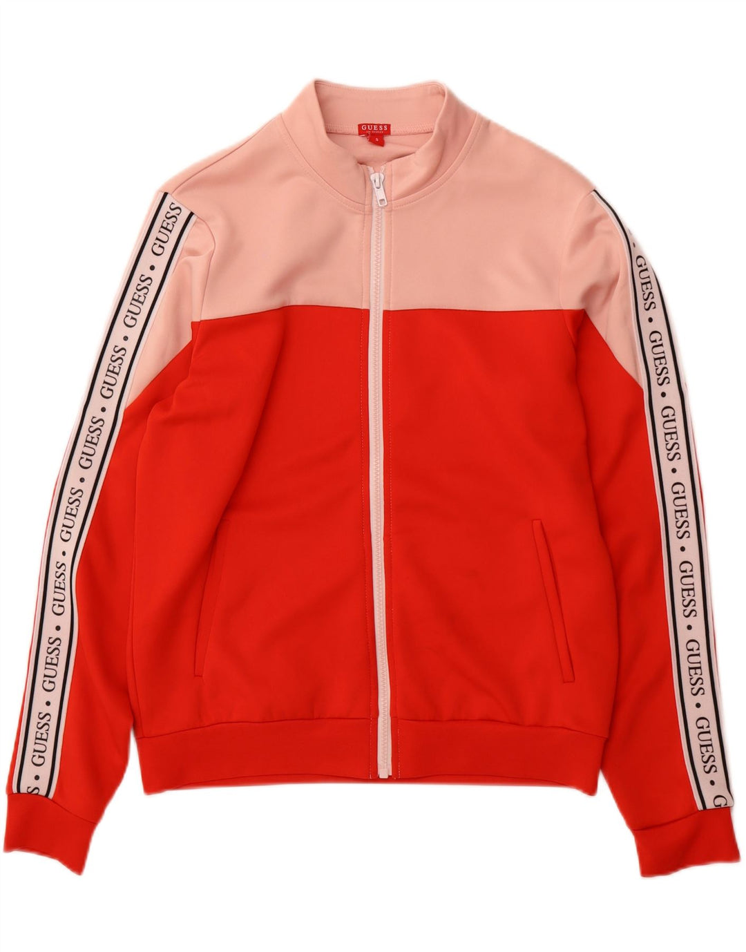 GUESS Womens Oversized Tracksuit Top Jacket UK 6 XS Red Colourblock