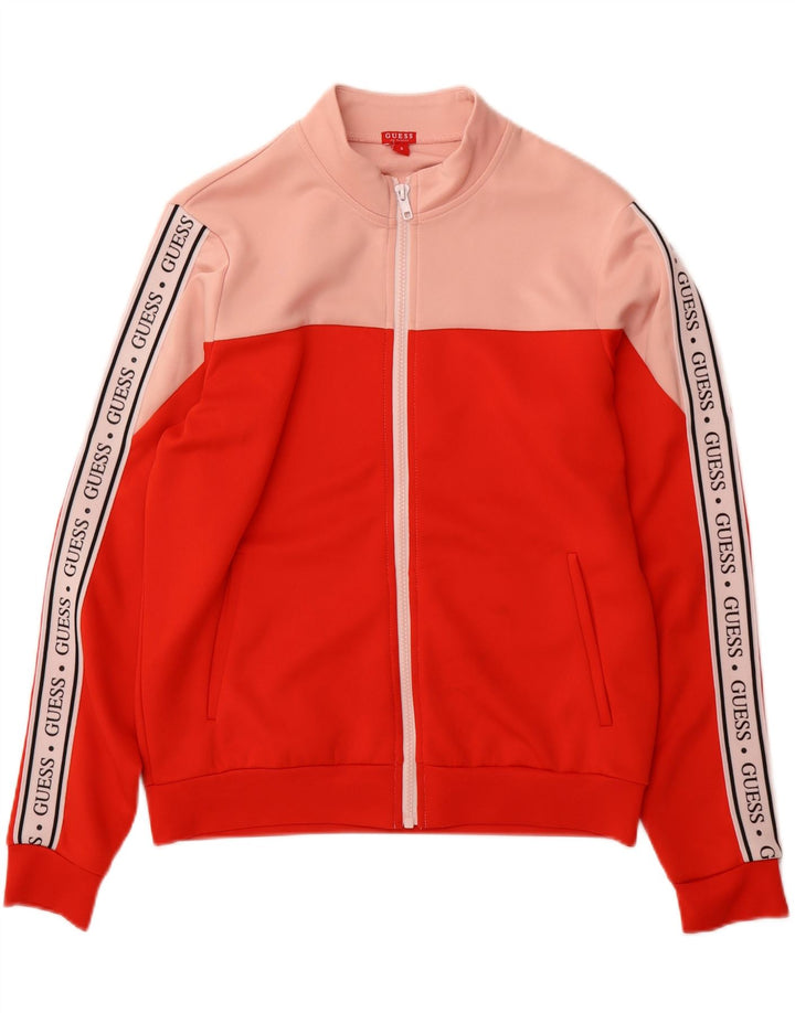 GUESS Womens Oversized Tracksuit Top Jacket UK 6 XS Red Colourblock