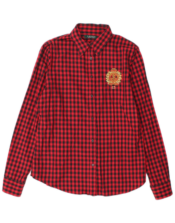 Ženska košulja Ralph Lauren UK 14 srednje crvene boje od gingham pamuka