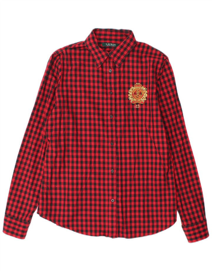 Ženska košulja Ralph Lauren UK 14 srednje crvene boje od gingham pamuka