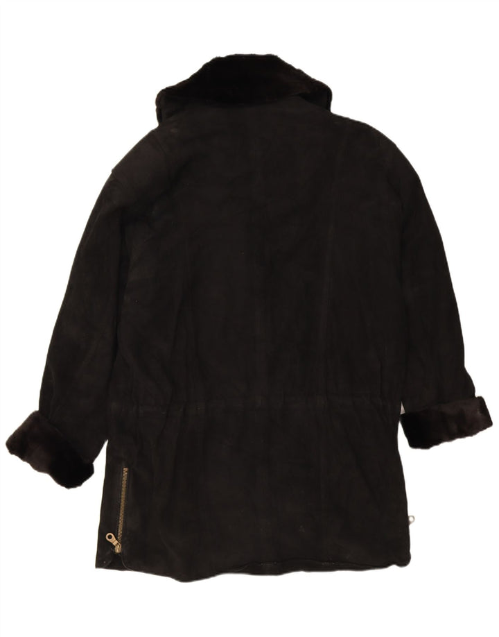 Vintage ženski preveliki kaput od antilop kože EU 38 srednje crne kože