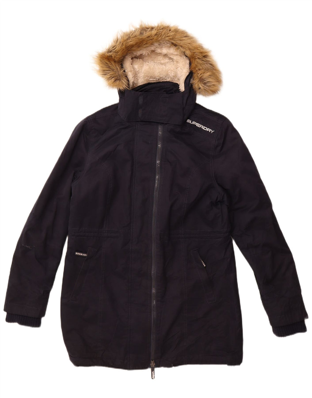 Superdry ženska jakna parka s kapuljačom UK 18 XL tamnoplavi poliester