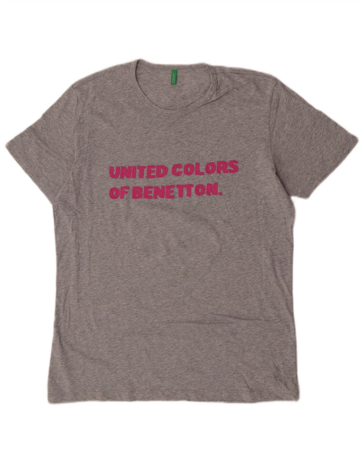 Benetton muška majica kratkih rukava s grafičkim motivima, veliki sivi pamuk