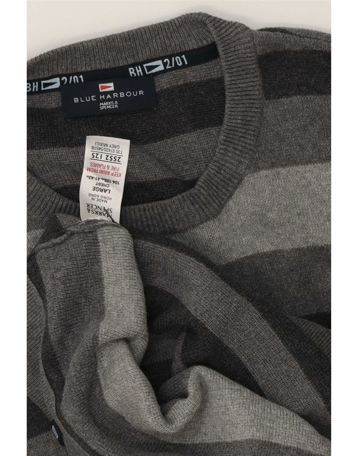 Marks & Spencer muški plavi Harbor džemper s okruglim izrezom veliki sivi
