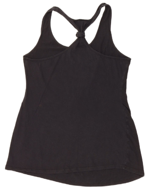 VINTAGE Ženski grafički prsluk UK 12 Srednji crni pamuk