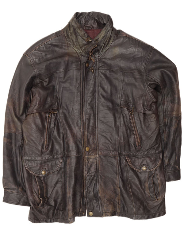 Vintage muška kožna jakna UK 44 2XL crna koža