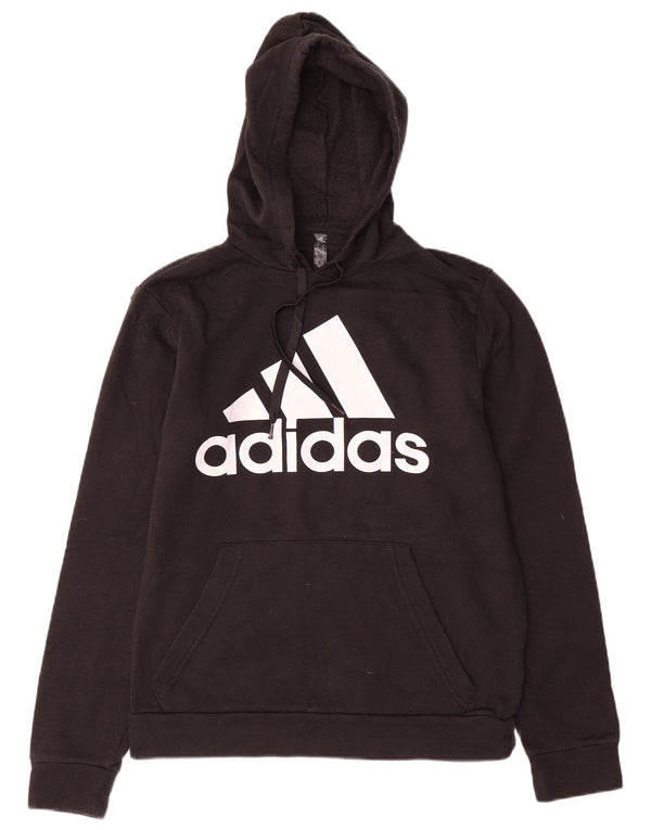 ADIDAS Mens Graphic Hoodie Jumper Small Black Cotton