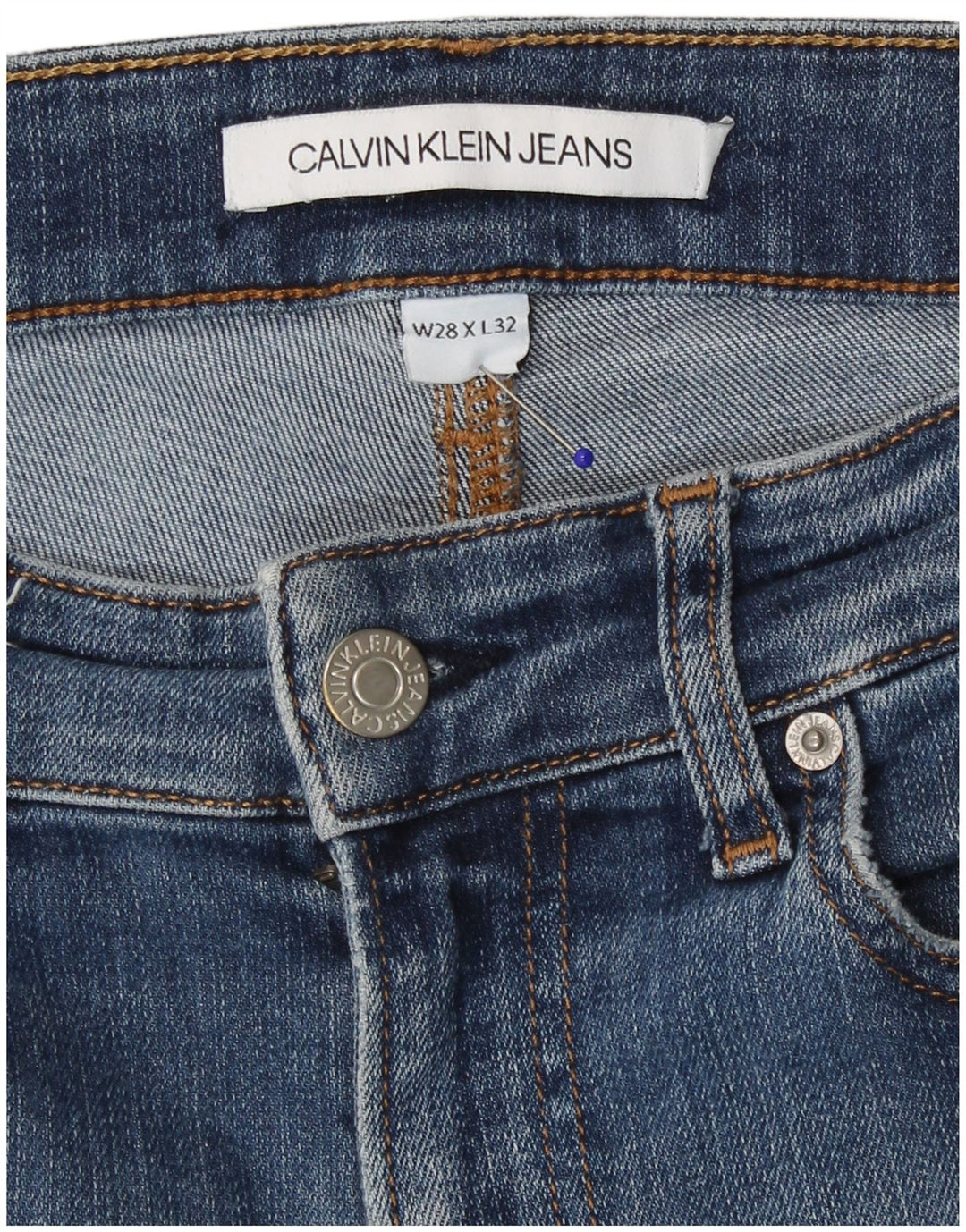 Calvin Klein Muške uske traperice W28 L27 Plavi pamuk