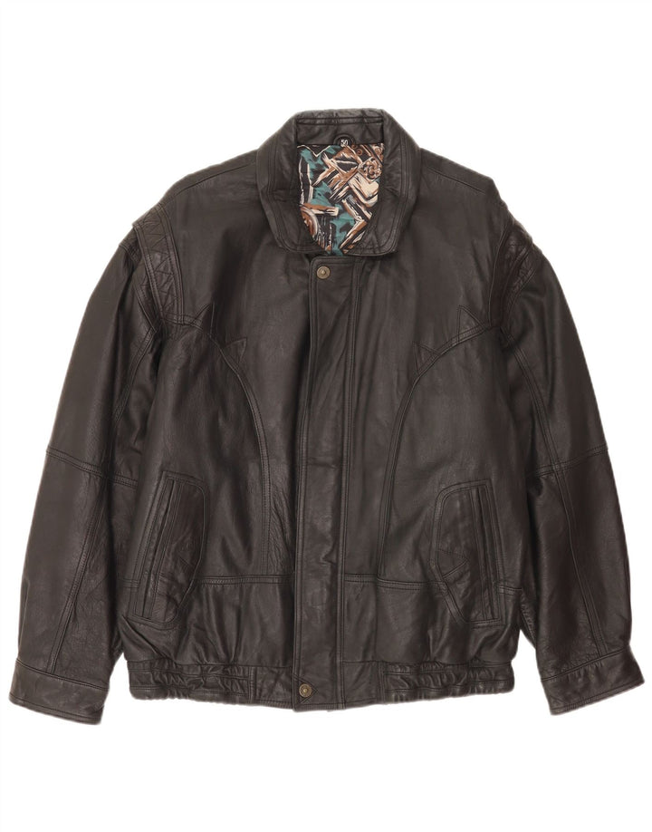 Vintage muška bomber kožna jakna EU 50 velika crna koža
