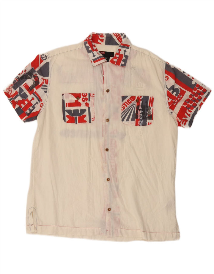 DIESEL Muška grafička majica kratkih rukava XL sivo bijeli pamuk u blokovima boja