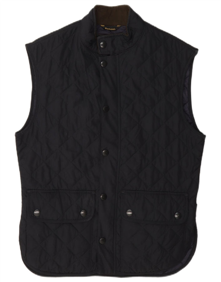Barbour Mens Quilted Gilet UK 38 Medium Navy Blue Poliester