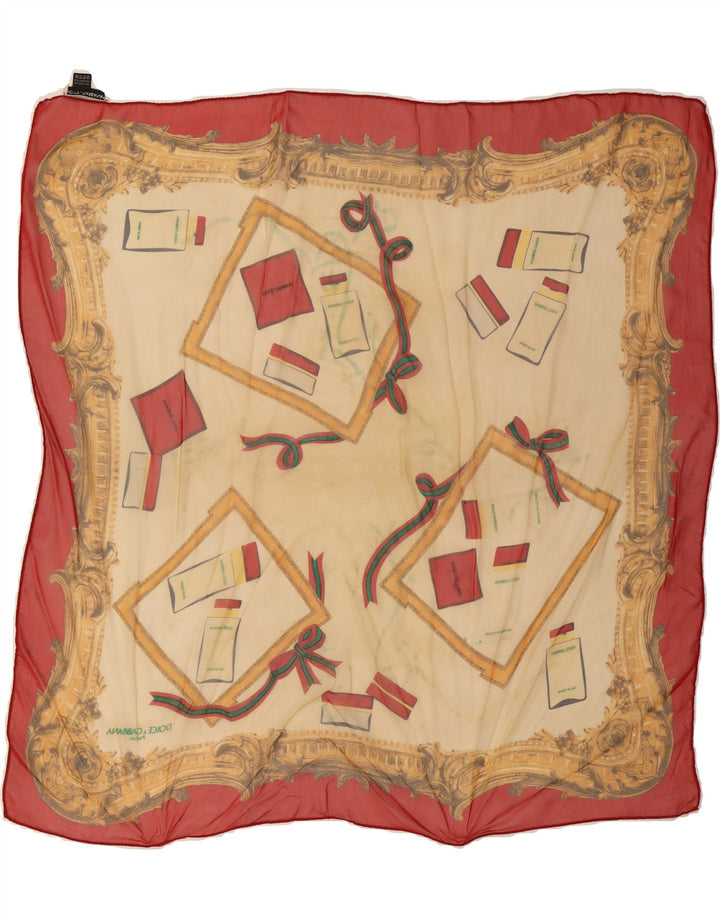 DOLCE & GABBANA Womens Square Scarf One Size Beige Geometric Silk Vintage Dolce & Gabbana and Second-Hand Dolce & Gabbana from Messina Hembry 