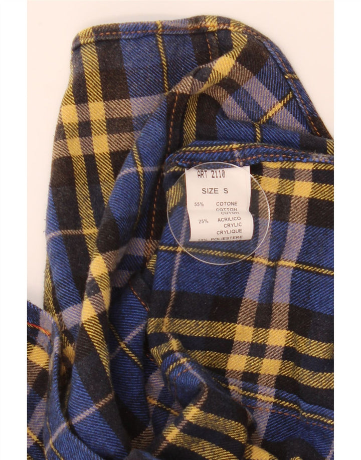 Vintage muška flanelska košulja, mali plavi karirani pamuk