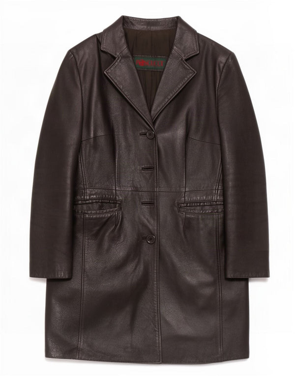 Pascucci Womens Leather Coat IT 44 Medium Black