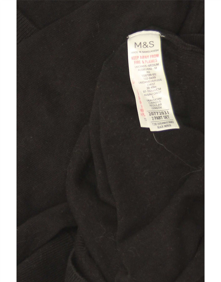 Marks & Spencer muški džemper s V-izrezom Srednje crni pamuk